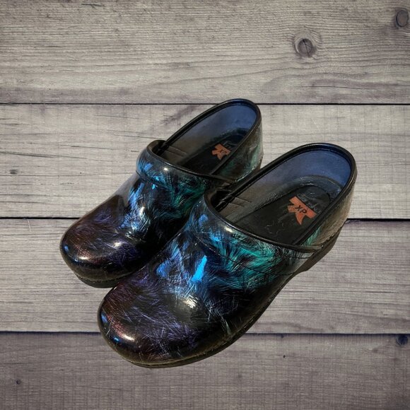 Dankso XP Clogs (Holographic Feather Pattern) - Size 37 - Picture 3 of 6